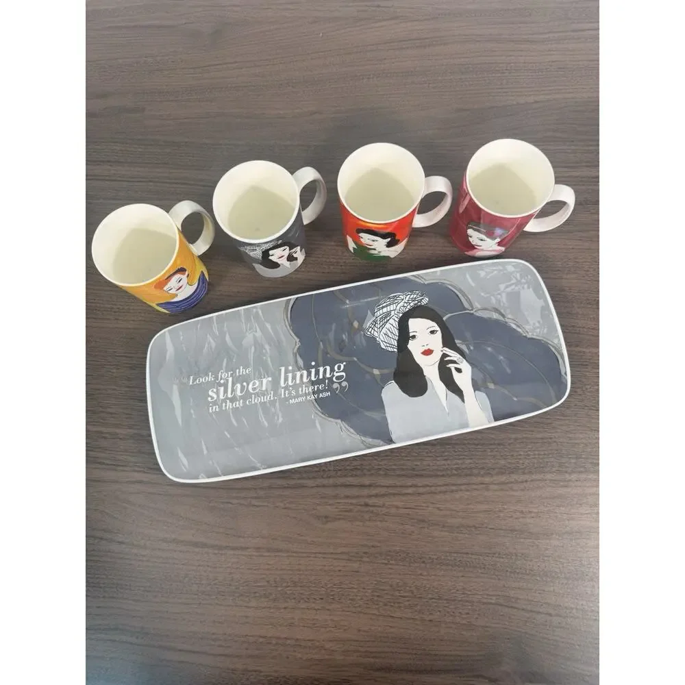 Mary Kay Ash Mug & Tray set Silver Lining‎ Collection inspirational coffee cups